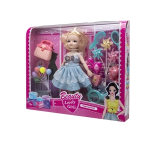 High-grade 12-inch Joint Solid Body Lolita Doll with Balloon, Handbag & Windmill Blister Accessories