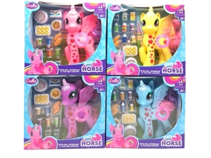 High-grade Vinyl Diamond Unicorn Pony Polly with Light & Music and Disney-style Food Toys