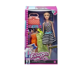 High-grade 11.5-inch 9-joint Solid Body Fashion Barbie with Handbag & Suspender Dress Accessories