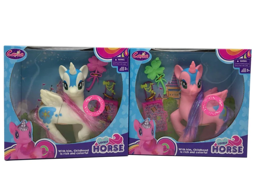 High-grade Vinyl Pegasus Pony Polly with Light, Music, Comb & Luggage Case
