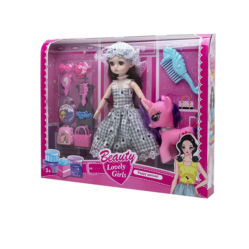 High-grade 12-inch Joint Solid Body Lolita Doll with Pony & Comb Dressing Blister Accessories