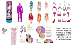 1:1 Water-soluble Color Changing Series 10-inch 12-joint Solid Body Real Glass Eyeball Rainbow High Dolls, 6 Styles Mixed
