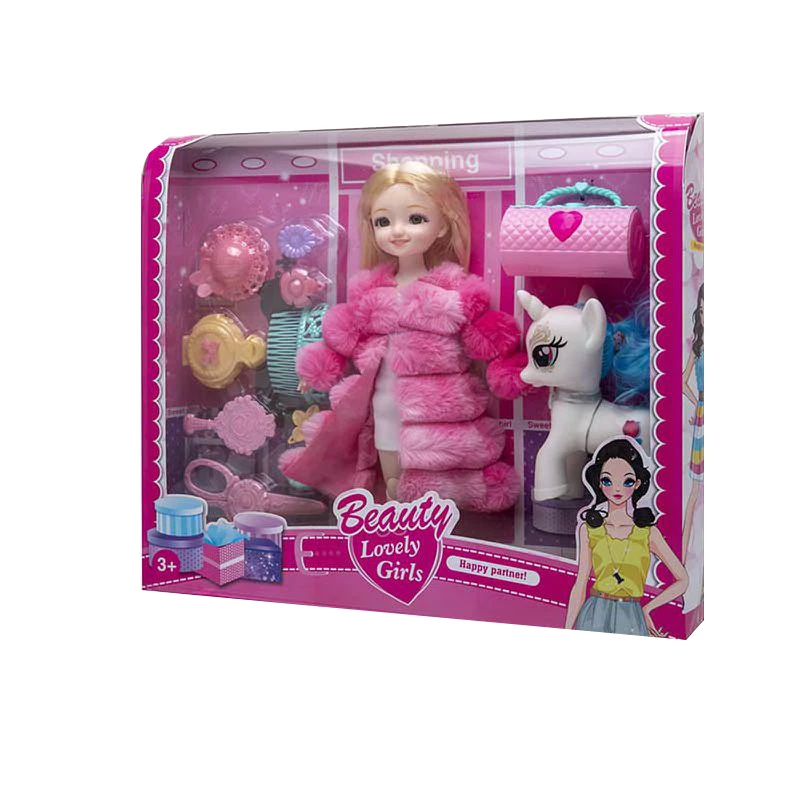 High-grade 12-inch Joint Solid Body Lolita Doll with Pony & Handbag Dressing Blister Accessories