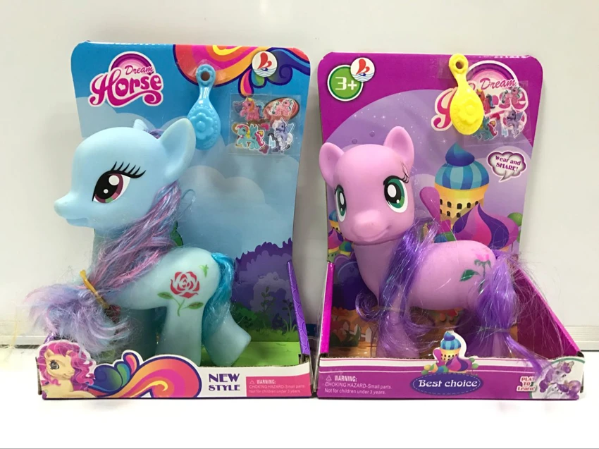 2 Styles Large Vinyl Rose Pony Polly Mixed Pack with Pony Stickers, Combs & Music