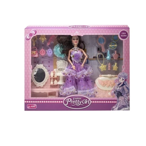 High-grade 11.5-inch Solid Body 9-joint Wedding Barbie with Dressing Table Set, Perfume & Handbag Blister Accessories