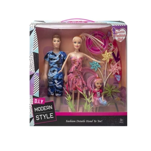 High-grade 11.5-inch Movable Hand Barbie + Hollow Body Male Doll & 3-inch Mini Doll Surf Set with Windmill Accessories