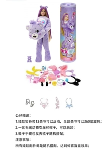 20th Gen Premium Surprise 11.5-inch 12-joint Solid Body Rainbow Pocket Pet Barbie with 1 Set Animal Plush Outfit, Hair Clip, Handbag & Shoes, 4 Types Accessories