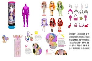 1:1 Water-soluble Color Changing Series 10-inch 12-joint Solid Body Real Glass Eyeball Rainbow High Dolls, 6 Styles Mixed