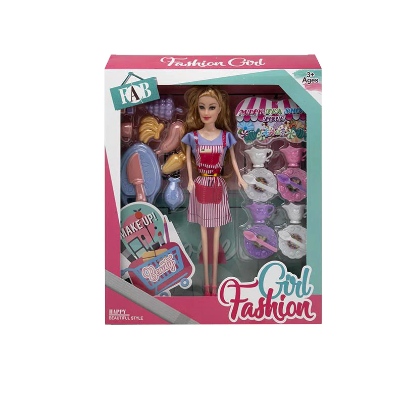 High-grade 11.5-inch Solid Body Movable Hand Barbie with Tableware Blister Accessories