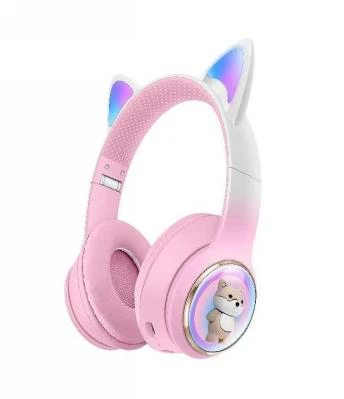 AKZ-51 Gradient Color with Cat Ears (Bluetooth + TF Card Playback + Glowing Cat Ear Cover), No Audio Cable Included