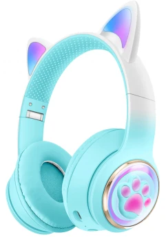 AKZ-62 Gradient Color with Cat Ears (Bluetooth + TF Card Playback + Glowing Cat Ear Cover), No Audio Cable Included