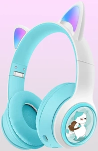 AKZ-07B Solid Color Cat Ear Style (Bluetooth + TF Card Playback), No Audio Cable Included