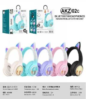 AKZ-02C Gradient Color Paw Style with Cat Ears (Bluetooth + TF Card Playback + Glowing Cat Ears), No Audio Cable Included