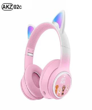 AKZ-02C Gradient Color Paw Style with Cat Ears (Bluetooth + TF Card Playback + Glowing Cat Ears), No Audio Cable Included