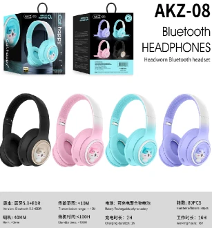 AKZ-08 Gradient Color without Cat Ears (Bluetooth + TF Card Playback), No Audio Cable Included