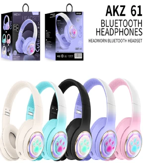 AKZ-61<br/>หูแมวไม่มีสีไล่ระดับสี<br/>(บลูทู ธ + วิทยุการ์ด + หูแมวมีไฟ) <br/>ไม่มีสายสัญญาณเสียง