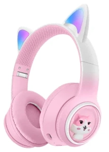 AKZ-02 Gradient Color with Cat Ears (Bluetooth + TF Card Playback + Glowing Cat Ear Cover), No Audio Cable Included