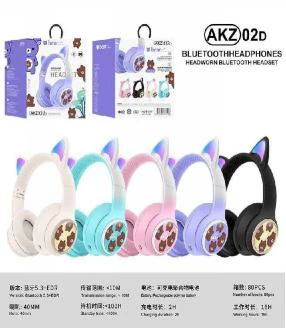 AKZ-02D Gradient Color Bear Style with Cat Ears (Bluetooth + TF Card Playback + Glowing Cat Ears), No Audio Cable Included