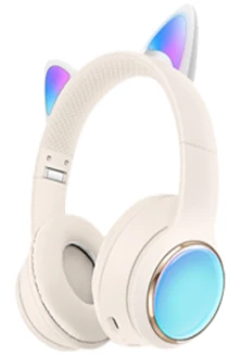 AKZ-65 Gradient Color with Cat Ears (Bluetooth + TF Card Playback + Glowing Cat Ear Cover), No Audio Cable Included