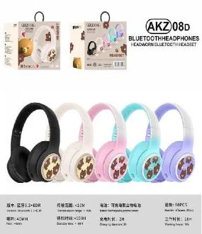 AKZ-08D หมี<br/>หูแมวไม่มีสีไล่ระดับสี<br/>(บลูทู ธ + เสียบวิทยุการ์ด) <br/>ไม่มีสายสัญญาณเสียง