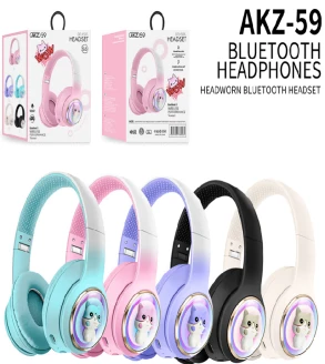 AKZ-59 Gradient Color without Cat Ears (Bluetooth + TF Card Playback + Glowing Cat Ear Cover), No Audio Cable Included