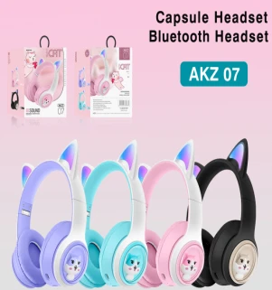 AKZ - 07<br/>Telinga Kucing Berwarna<br/>(Bluetooth + kad radio) <br/>Tiada kabel audio yang diperlukan