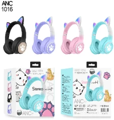 AKZ-1016 ANC Bluetooth Headset with Glowing Cat Ears