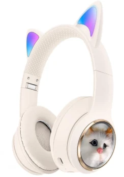 AKZ-09 Imitation Cat Gradient Color with Cat Ears (Bluetooth + TF Card Playback + Glowing Cat Ear Cover), No Audio Cable Included