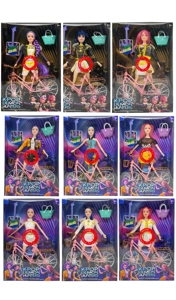 3rd generation K-POP luminous musical witch dolls, 11.5-inch 12-joint full-body witch girl group dolls equipped with bicycle, guitar and handbag