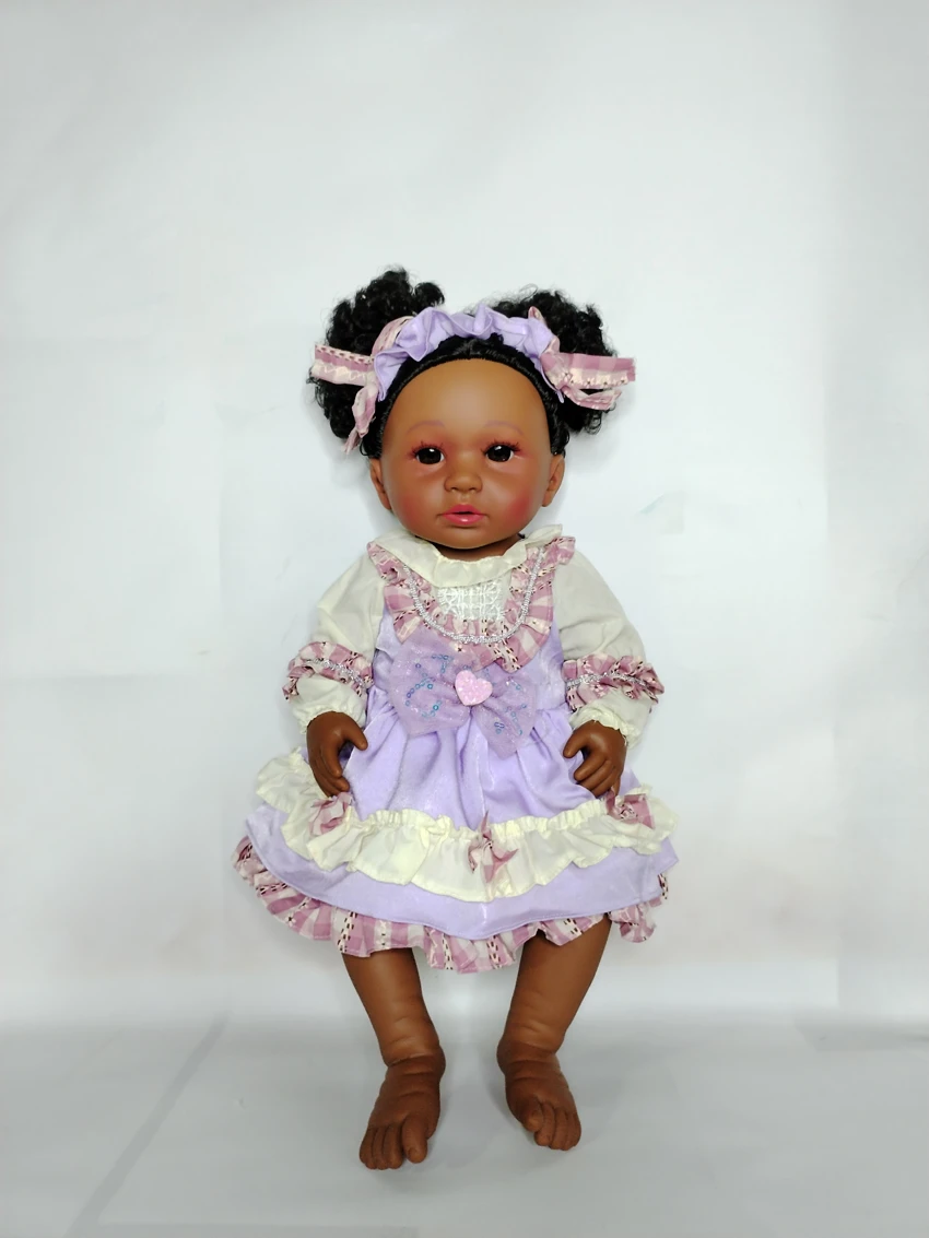 18-inch bent leg reborn doll (African style)