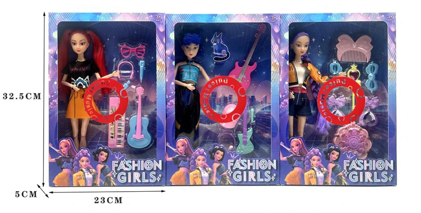 1:1 11.5-inch 12-joint full-body witch girl group dolls equipped with guitars and musical instrument sets