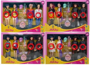 1st generation K-POP luminous musical witch dolls, 11.5-inch 12-joint full-body mixed witch girl group and boy group dolls of 4 figures with guitars and drum sets