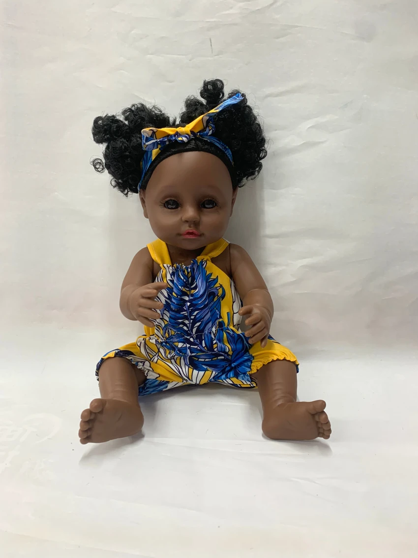 46 cm kelahiran semula anak patung Afrika hitam