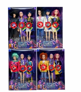 3rd generation K-POP luminous musical witch dolls, 11.5-inch 12-joint full-body witch girl group and boy group mixed packing of 3 figures with guitars and cameras