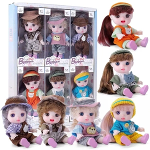 8-inch full rubber realistic eye fashion cute dolls, mixed packing of 6 styles, 6 pieces per carton