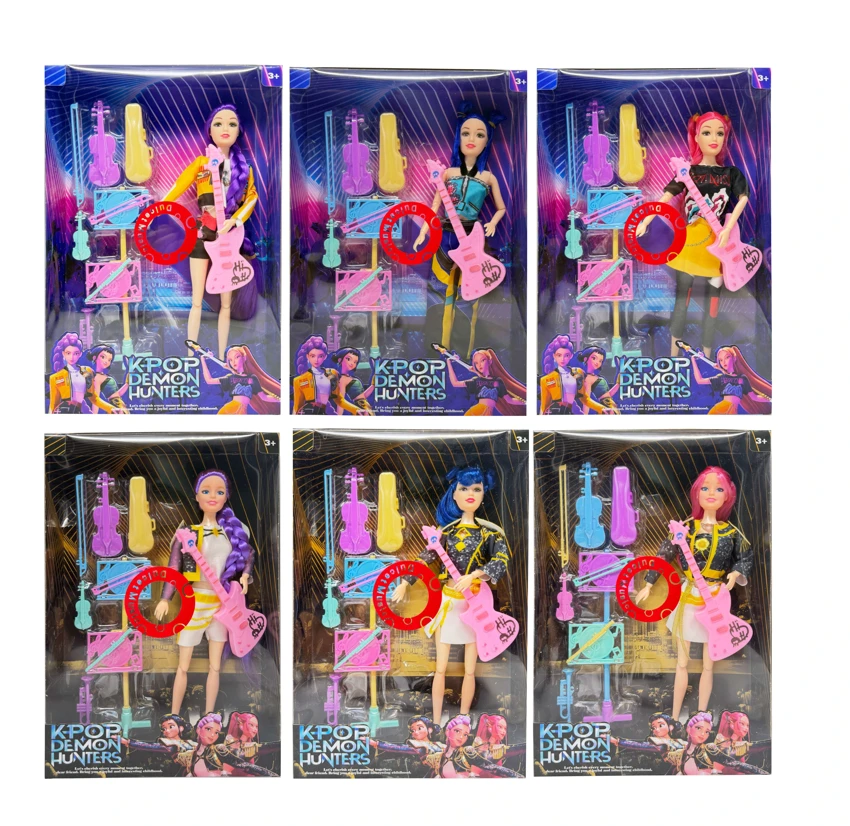 3rd generation K-POP luminous musical witch dolls, 11.5-inch 12-joint full-body witch girl group dolls equipped with guitars and musical instrument sets