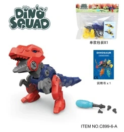 Paket kepala kartu: DIY teka-teki pembongkaran perakitan telur dinosaurus sekrup sekrup tangan perakitan DIY tiran