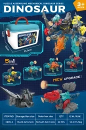 DIY teka-teki 5IN1 pemasangan robot ubah bentuk pemasangan kotak penyimpanan dinosaur dengan catapult skru anak lelaki mainan tong penyimpanan