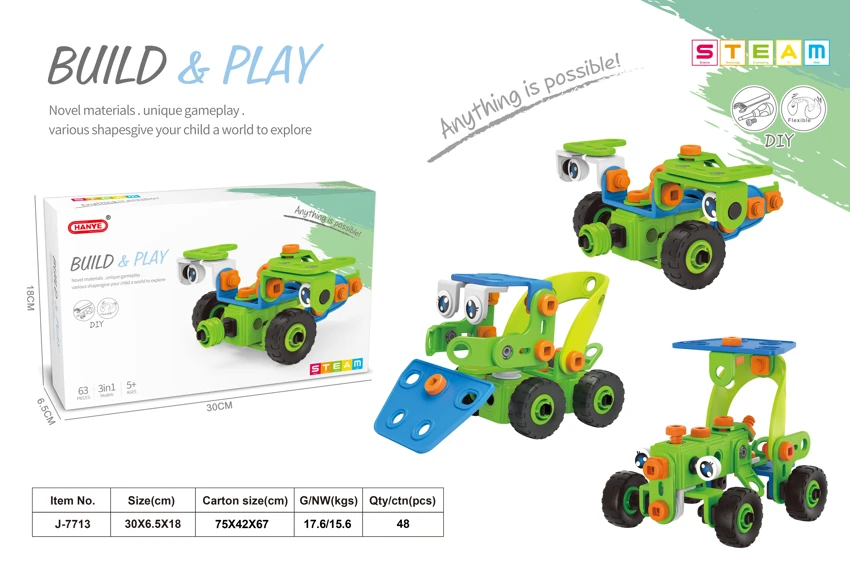 DIY pembongkaran blok bangunan (63PCS)<br/>3in1