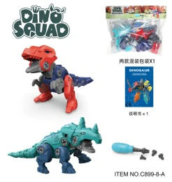 Paket Chuck (2 pcs): 5IN1 integrasi transformasi transformasi DIY teka-teki pembongkaran perakitan telur dinosaurus sekrup sekrup perakitan kombinasi alat