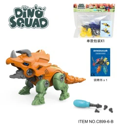 Paket kepala: DIY teka-teki pemasangan telur dinosaur pemutar skru alat pemasangan triceratops