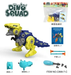 Header Card Pack: 5-in-1 Combined Deformation DIY Educational Dinosaur Egg, Screw Assembly Velociraptor Launch Gun