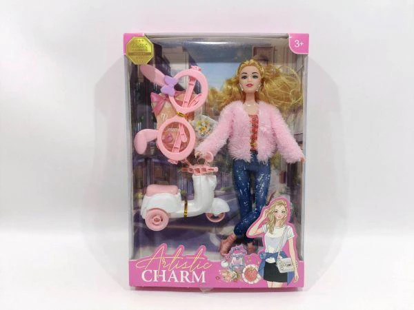 11-joint Doll with Glasses and Motorcycle