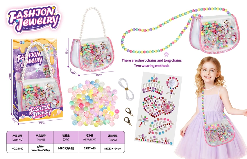 DIY Handmade Beaded Jewelry Kit - Shiny Rhinestone Patch Valentine\'s Day Theme