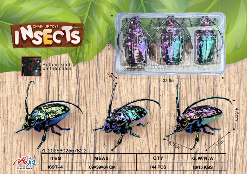 Wind-up Longhorn Beetle 3pcs Set (UV Plating)
