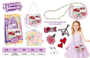 Dibuat dengan tangan DIY, tas perhiasan manik-manik dengan tema Valentine, kain bordir stiker