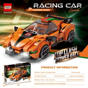 280PCS Latest Racing Car Series Building Blocks - Thunder Sprint (Color box with exquisite UV and gold stamping finish), English packaging box