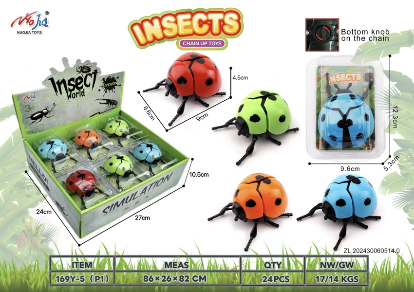 12 paket.        Rantai atas Clockworm Ladybugs