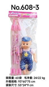 14-inch vinyl head hollow body IC movable eye doll with stroller