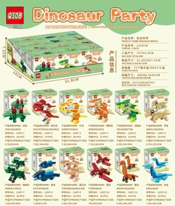 Set Blok Dinosaur World yang baru (12 blok dalam satu kotak pameran)